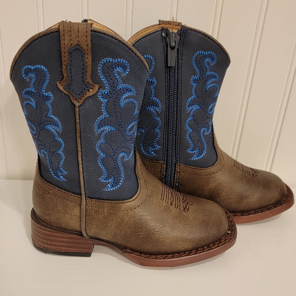 Roper Toddler Boots in Brown and Navy